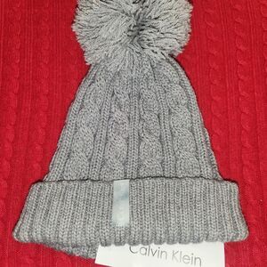 Calvin Klein Grey Pom-Pom Beanie